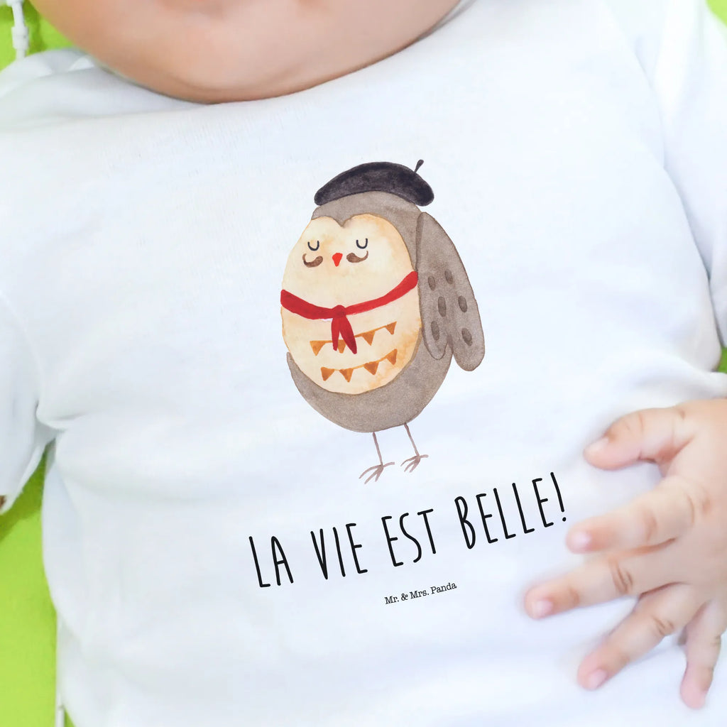 Organic Baby Shirt Eule Frankreich Baby T-Shirt, Jungen Baby T-Shirt, Mädchen Baby T-Shirt, Shirt, Eule, Eulen, Eule Deko, Owl, hibou, La vie est belle, das Leben ist schön, Spruch schön, Spruch Französisch, Frankreich