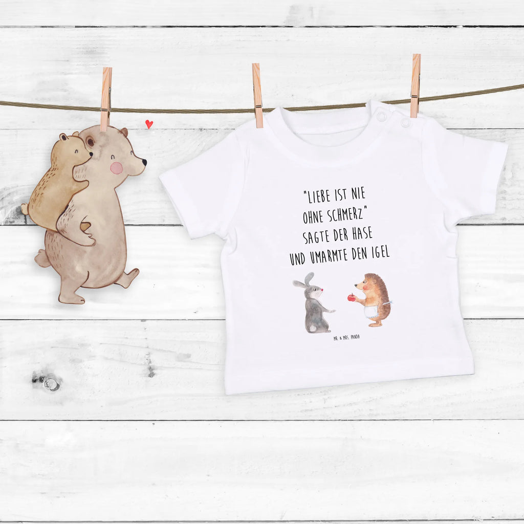 Organic Baby Shirt Hase Igel Baby T-Shirt, Jungen Baby T-Shirt, Mädchen Baby T-Shirt, Shirt, Tiermotive, Gute Laune, lustige Sprüche, Tiere, Igel und Hase, Igel, Hase, Liebe Spruch, Liebeskummer Geschenk, Herzschmerz, Trösten, Trennungsschmerz, Spruch romantisch