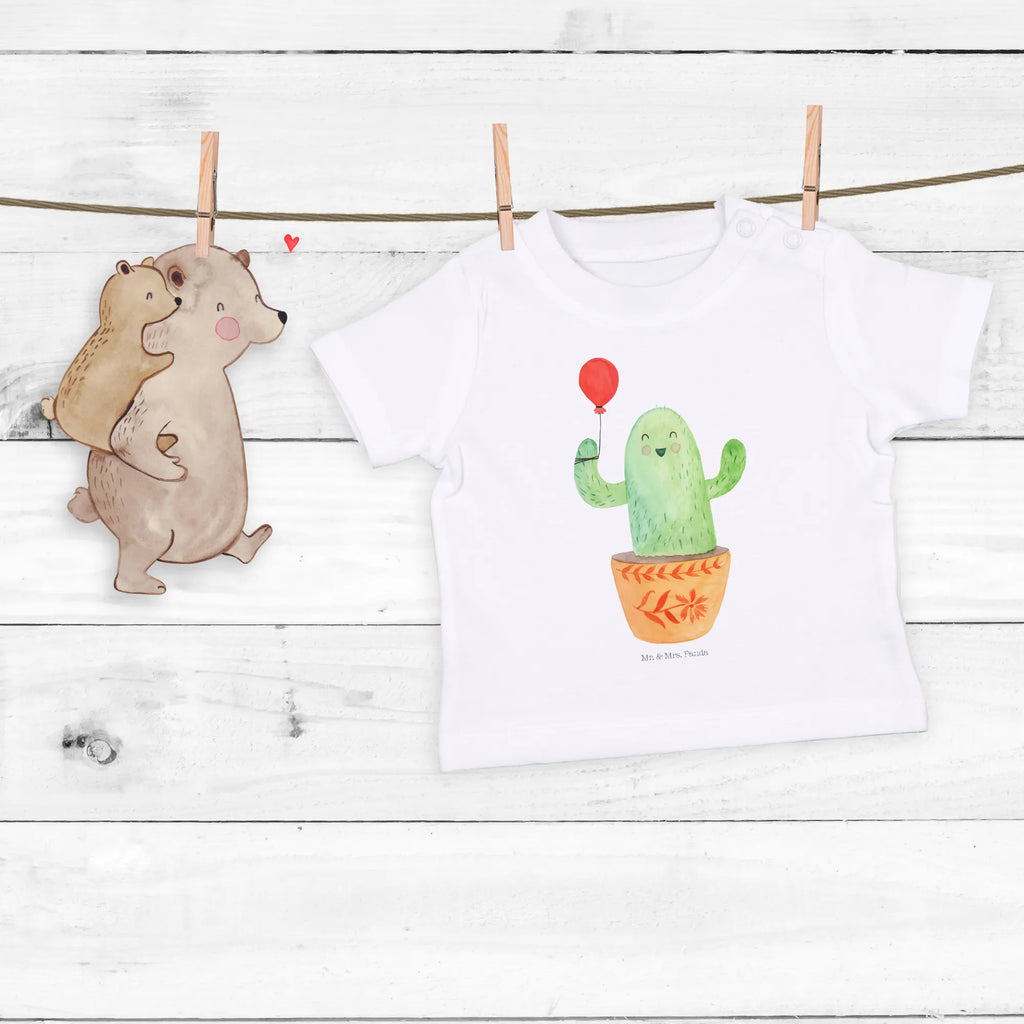 Organic Baby Shirt Kaktus Luftballon Baby T-Shirt, Jungen Baby T-Shirt, Mädchen Baby T-Shirt, Shirt, Kaktus, Kakteen, Luftballon, Neustart, Freude, Büro, Stress, Büroalltag, Freundin, Freund, Ausbildung, Prüfung