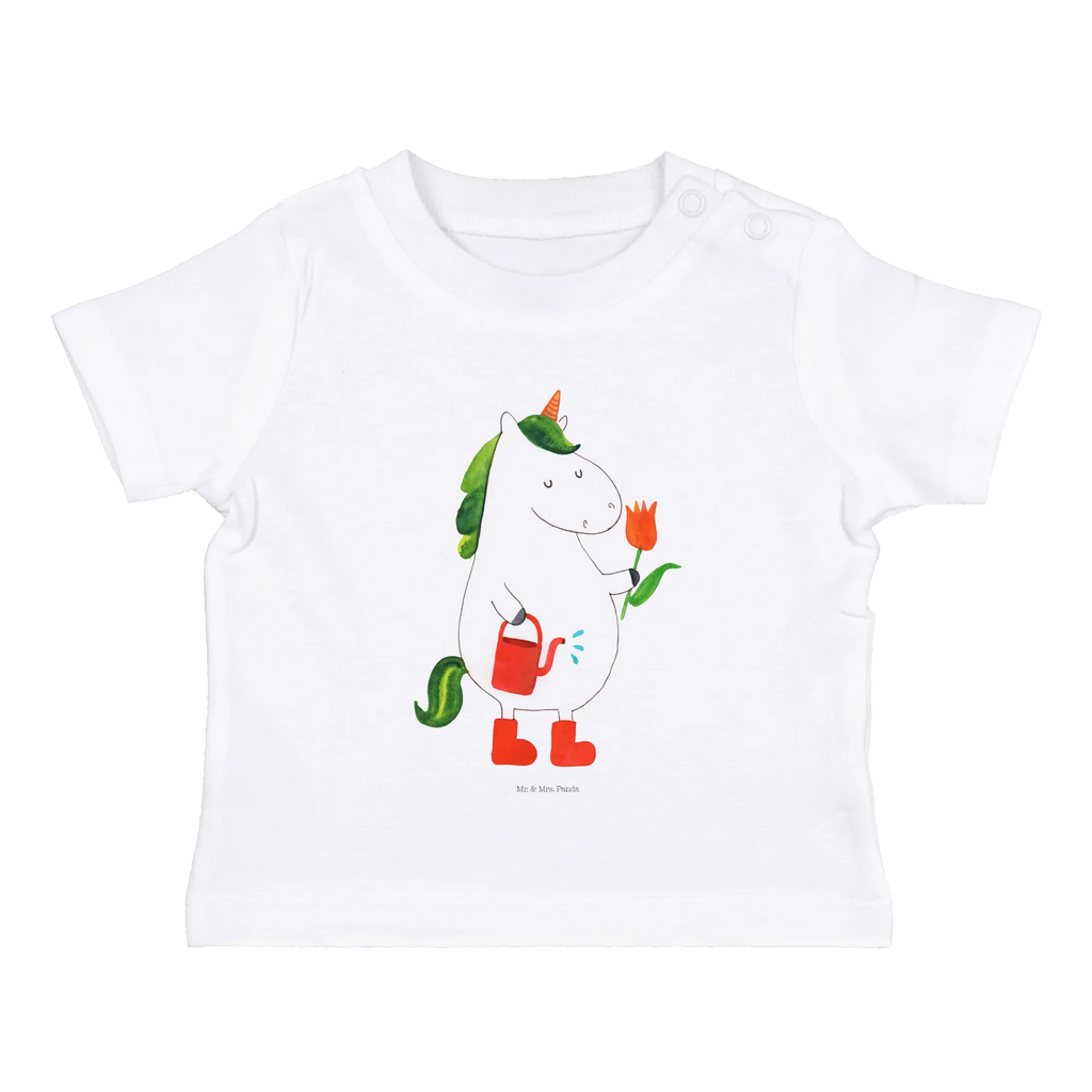 Organic Baby Shirt Einhorn Gärtner Baby T-Shirt, Jungen Baby T-Shirt, Mädchen Baby T-Shirt, Shirt, Einhorn, Einhörner, Einhorn Deko, Pegasus, Unicorn, Luftballon, Gießkanne, Giesskanne, Lebenslust, Freude, Blume, Freundin, Garten, Stiefel