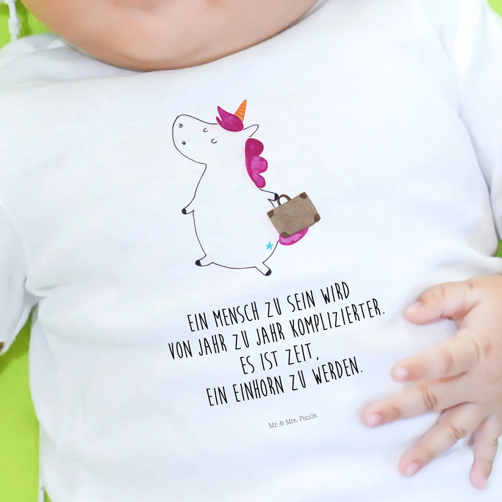 Organic Baby Shirt Einhorn Koffer Baby T-Shirt, Jungen Baby T-Shirt, Mädchen Baby T-Shirt, Shirt, Einhorn, Einhörner, Einhorn Deko, Pegasus, Unicorn, unicorn, Koffer, Verreisen, Reise, Gepäck, Abenteuer, Erwachsen, Kind, albern, Spaß, lustig, witzig