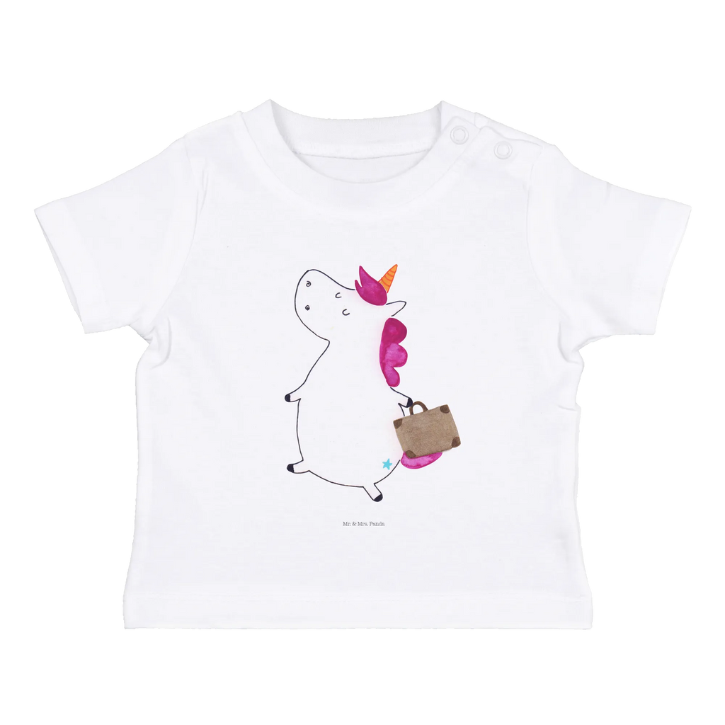 Organic Baby Shirt Einhorn Koffer Baby T-Shirt, Jungen Baby T-Shirt, Mädchen Baby T-Shirt, Shirt, Einhorn, Einhörner, Einhorn Deko, Pegasus, Unicorn, unicorn, Koffer, Verreisen, Reise, Gepäck, Abenteuer, Erwachsen, Kind, albern, Spaß, lustig, witzig