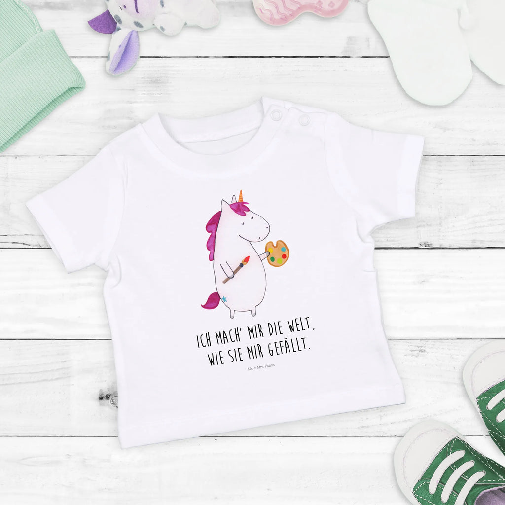 Organic Baby Shirt Einhorn Künstler Baby T-Shirt, Jungen Baby T-Shirt, Mädchen Baby T-Shirt, Shirt, Einhorn, Einhörner, Einhorn Deko, Pegasus, Unicorn, Englisch, Künstler, Artist, Malen, Zeichnen, Welt, Farbe, Stift, Pinsel, Geschenk, Maler