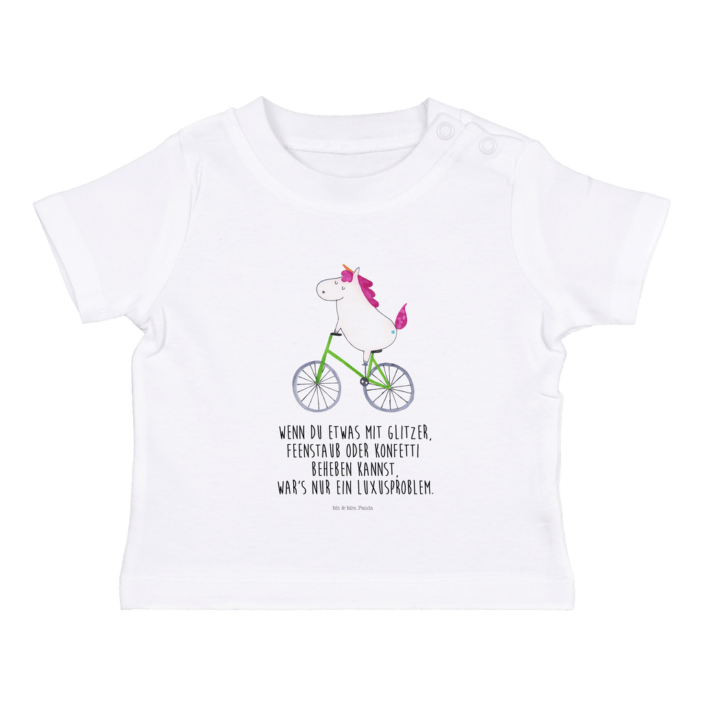 Organic Baby Shirt Einhorn Radfahrer Baby T-Shirt, Jungen Baby T-Shirt, Mädchen Baby T-Shirt, Shirt, Einhorn, Einhörner, Einhorn Deko, Pegasus, Unicorn, Radfahren, Radfahrer, Rad, Bike, Feenstaub, Konfetti, Luxusproblem, Kummer, Liebeskummer