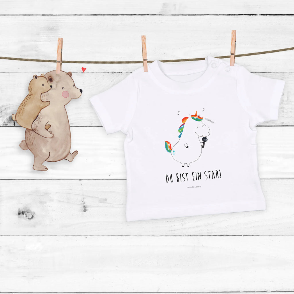 Organic Baby Shirt Einhorn Sänger Baby T-Shirt, Jungen Baby T-Shirt, Mädchen Baby T-Shirt, Shirt, Einhorn, Einhörner, Einhorn Deko, Unicorn, Glitzer, Konfetti, Party, Geburtstag, Feier, Fest, Disco, Sängerin, Sänger, Freundin