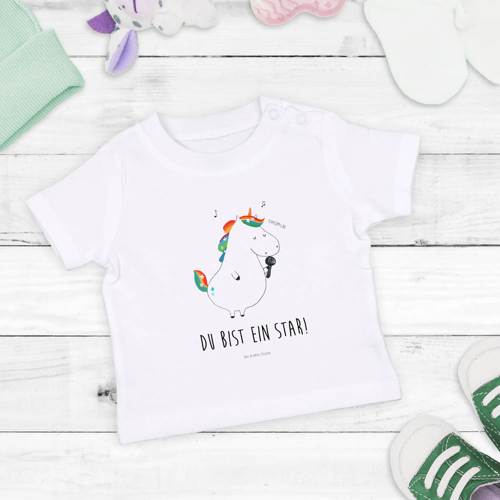 Organic Baby Shirt Einhorn Sänger Baby T-Shirt, Jungen Baby T-Shirt, Mädchen Baby T-Shirt, Shirt, Einhorn, Einhörner, Einhorn Deko, Unicorn, Glitzer, Konfetti, Party, Geburtstag, Feier, Fest, Disco, Sängerin, Sänger, Freundin