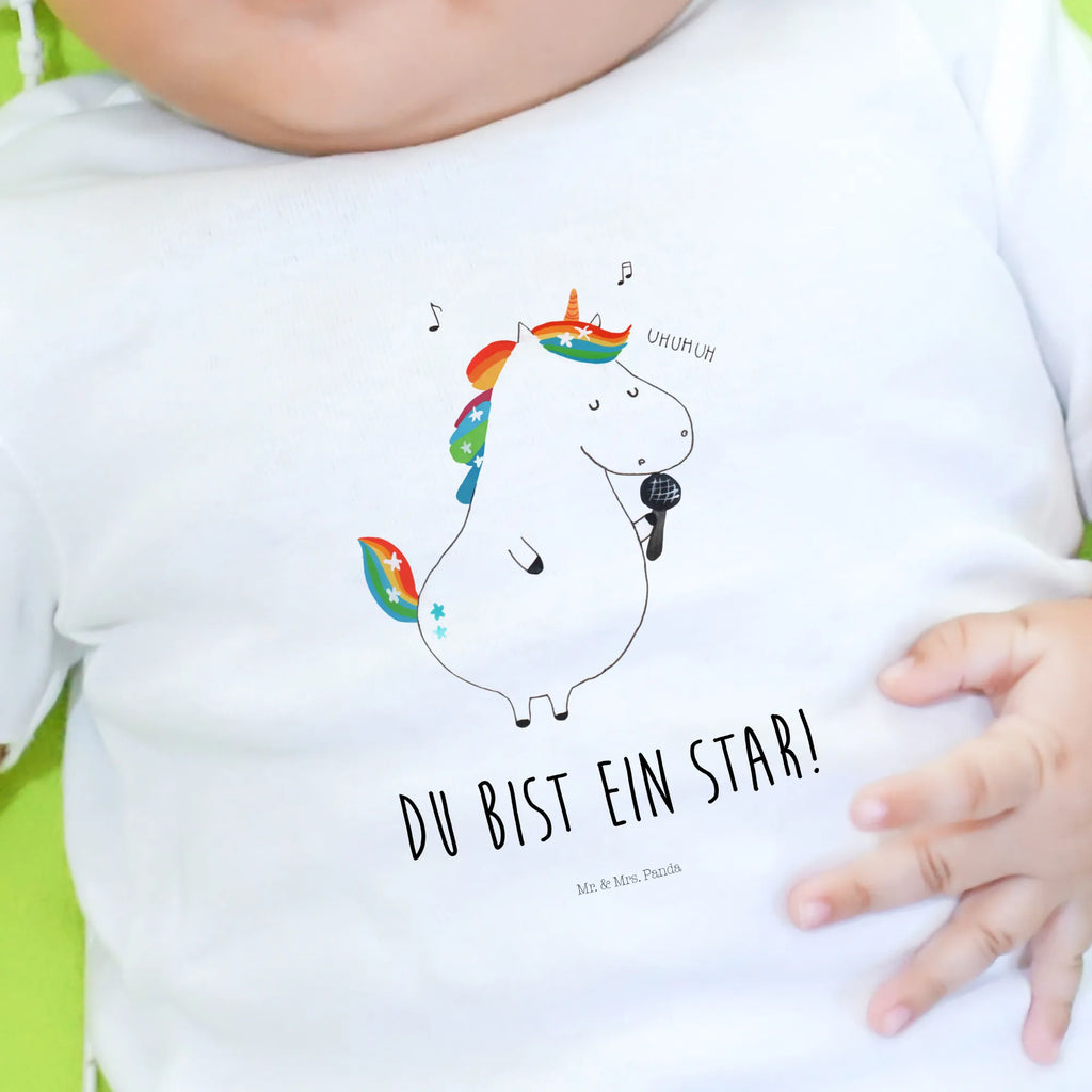 Organic Baby Shirt Einhorn Sänger Baby T-Shirt, Jungen Baby T-Shirt, Mädchen Baby T-Shirt, Shirt, Einhorn, Einhörner, Einhorn Deko, Unicorn, Glitzer, Konfetti, Party, Geburtstag, Feier, Fest, Disco, Sängerin, Sänger, Freundin