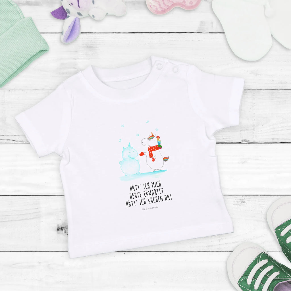 Organic Baby Shirt Einhorn Schneemann Baby T-Shirt, Jungen Baby T-Shirt, Mädchen Baby T-Shirt, Shirt, Einhorn, Einhörner, Einhorn Deko, Unicorn, Schneemann, Winter, Schnee, Kuchen, Weihnachten, kalt, Mütze, Handschuhe, X-Mas