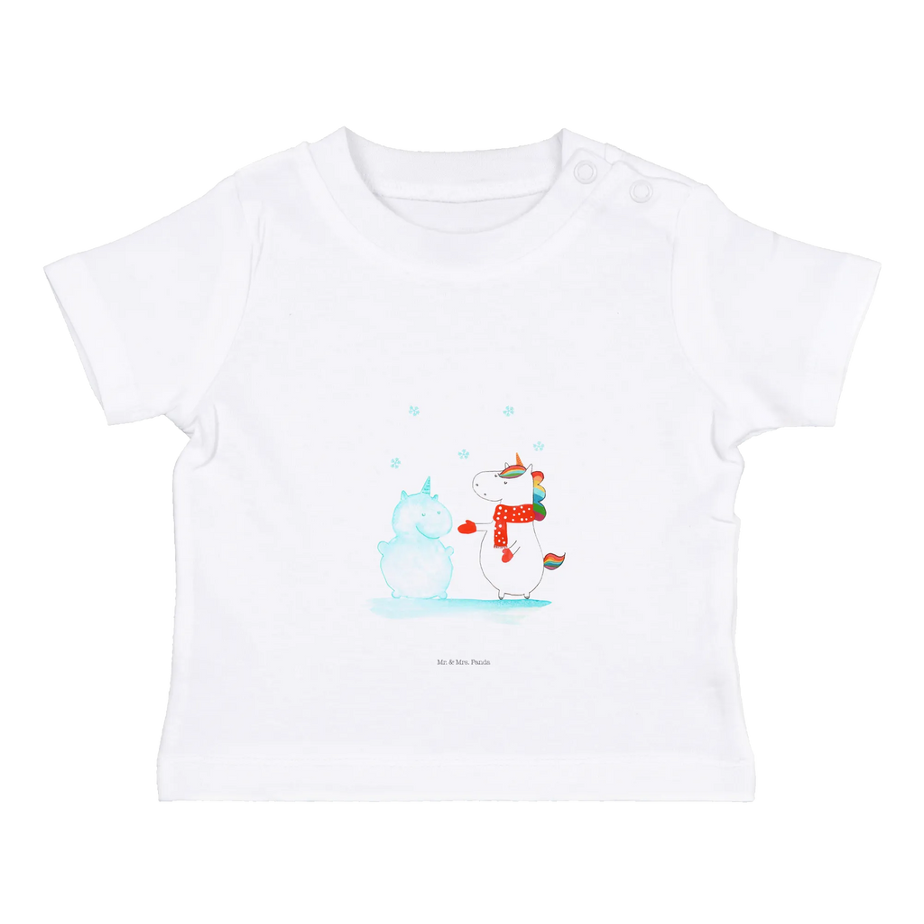 Organic Baby Shirt Einhorn Schneemann Baby T-Shirt, Jungen Baby T-Shirt, Mädchen Baby T-Shirt, Shirt, Einhorn, Einhörner, Einhorn Deko, Pegasus, Unicorn, Schneemann, Winter, Schnee, Kuchen, Weihnachten, kalt, Mütze, Handschuhe, X-Mas