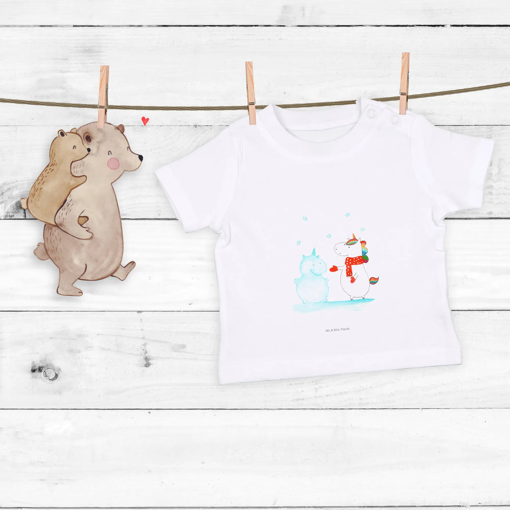 Organic Baby Shirt Einhorn Schneemann Baby T-Shirt, Jungen Baby T-Shirt, Mädchen Baby T-Shirt, Shirt, Einhorn, Einhörner, Einhorn Deko, Pegasus, Unicorn, Schneemann, Winter, Schnee, Kuchen, Weihnachten, kalt, Mütze, Handschuhe, X-Mas