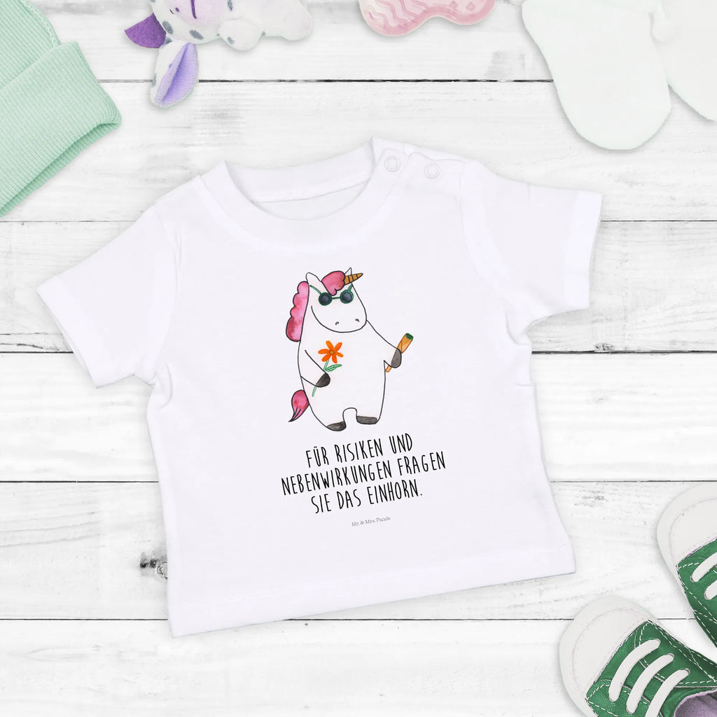 Organic Baby Shirt Einhorn Woodstock Baby T-Shirt, Jungen Baby T-Shirt, Mädchen Baby T-Shirt, Shirt, Einhorn, Einhörner, Einhorn Deko, Pegasus, Unicorn, Kiffen, Joint, Zigarette, Alkohol, Party, Spaß. lustig, witzig, Woodstock