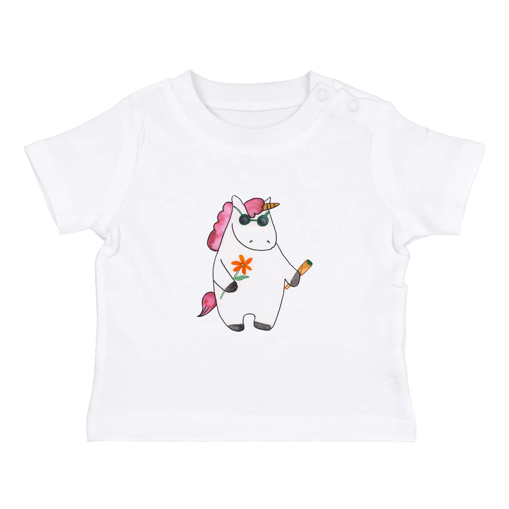 Organic Baby Shirt Einhorn Woodstock Baby T-Shirt, Jungen Baby T-Shirt, Mädchen Baby T-Shirt, Shirt, Einhorn, Einhörner, Einhorn Deko, Pegasus, Unicorn, Kiffen, Joint, Zigarette, Alkohol, Party, Spaß. lustig, witzig, Woodstock