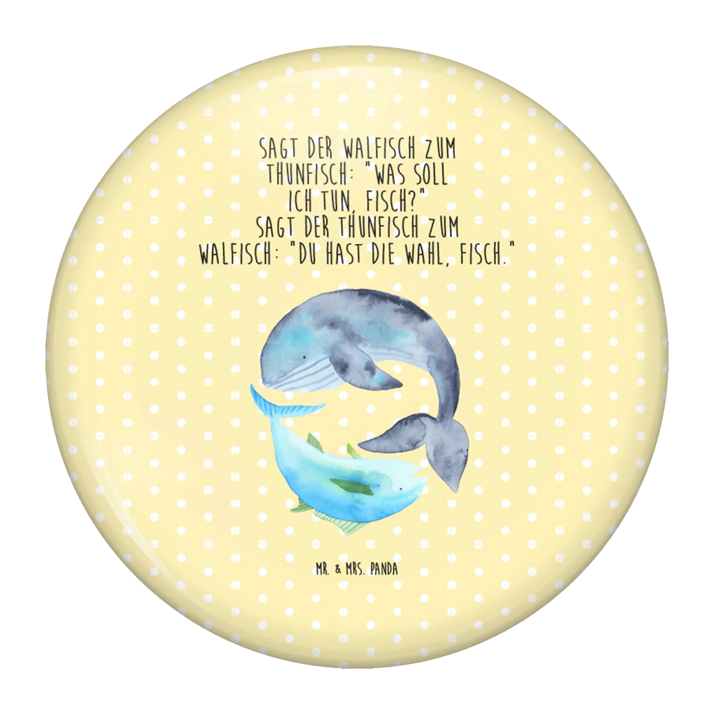 Button Walfisch & Thunfisch 50mm Button, Button, Pin, Anstecknadel, Tiermotive, Gute Laune, lustige Sprüche, Tiere, Wal, Wahl, Tunfisch, Wortwitz lustig, Spruch lustig, Flachwitz, Witz, Spruch des Tages, Flachwitz Geschenk