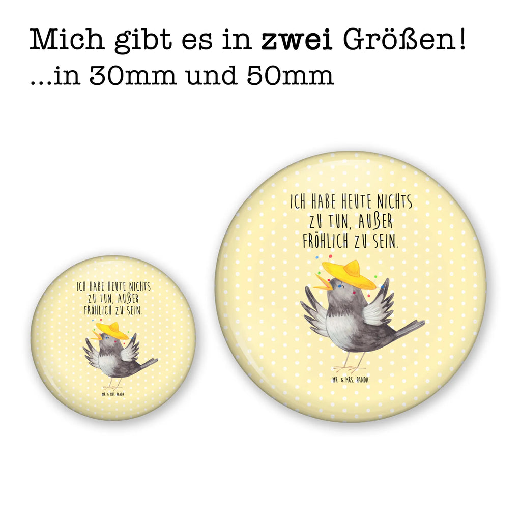 Button Rabe mit Sombrero 50mm Button, Button, Pin, Anstecknadel, Tiermotive, Gute Laune, lustige Sprüche, Tiere, Rabe, Vogel, Vögel, Spruch positiv, fröhlich sein, glücklich sein, Glück Spruch, froh, Elster, Motivation