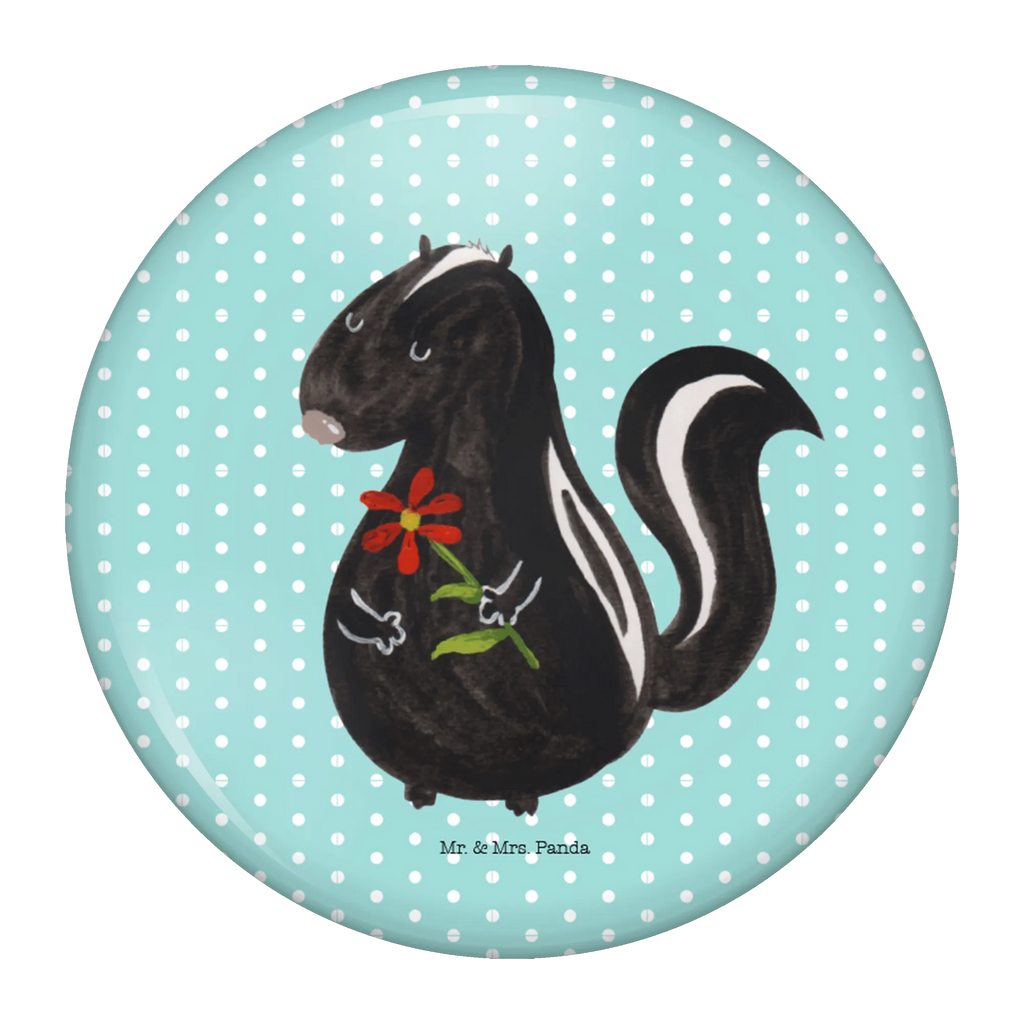 Button Stinktier Blume 50mm Button, Button, Pin, Anstecknadel, Stinktier, Skunk, Wildtier, Raubtier, Stinker, Stinki, Tagträumer, verträumt, Dreams, Träume