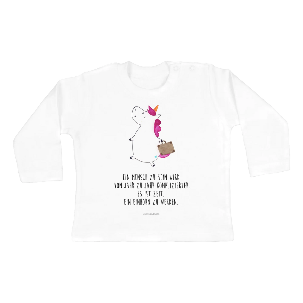 Baby Longsleeve Einhorn Koffer Mädchen, Jungen, Baby, Langarm, Bio, Kleidung, Einhorn, Einhörner, Einhorn Deko, Pegasus, Unicorn, unicorn, Koffer, Verreisen, Reise, Gepäck, Abenteuer, Erwachsen, Kind, albern, Spaß, lustig, witzig