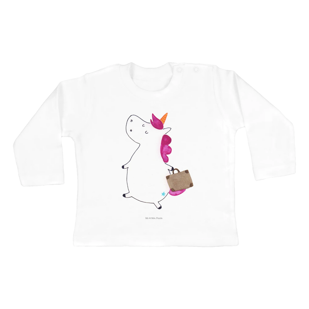 Baby Longsleeve Einhorn Koffer Mädchen, Jungen, Baby, Langarm, Bio, Kleidung, Einhorn, Einhörner, Einhorn Deko, Pegasus, Unicorn, unicorn, Koffer, Verreisen, Reise, Gepäck, Abenteuer, Erwachsen, Kind, albern, Spaß, lustig, witzig