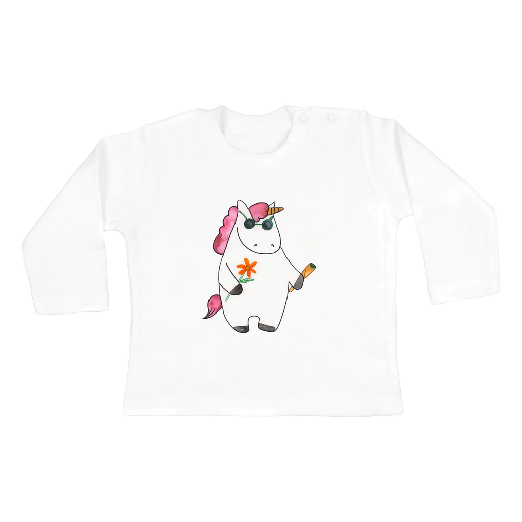 Baby Longsleeve Einhorn Woodstock Mädchen, Jungen, Baby, Langarm, Bio, Kleidung, Einhorn, Einhörner, Einhorn Deko, Pegasus, Unicorn, Kiffen, Joint, Zigarette, Alkohol, Party, Spaß. lustig, witzig, Woodstock