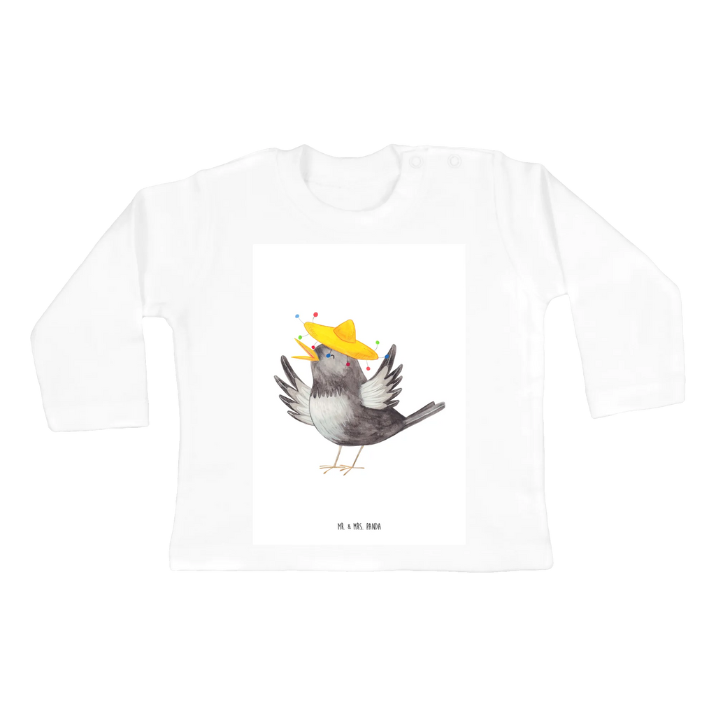 Baby Longsleeve Rabe mit Sombrero Mädchen, Jungen, Baby, Langarm, Bio, Kleidung, Tiermotive, Gute Laune, lustige Sprüche, Tiere, Rabe, Vogel, Vögel, Spruch positiv, fröhlich sein, glücklich sein, Glück Spruch, froh, Elster, Motivation