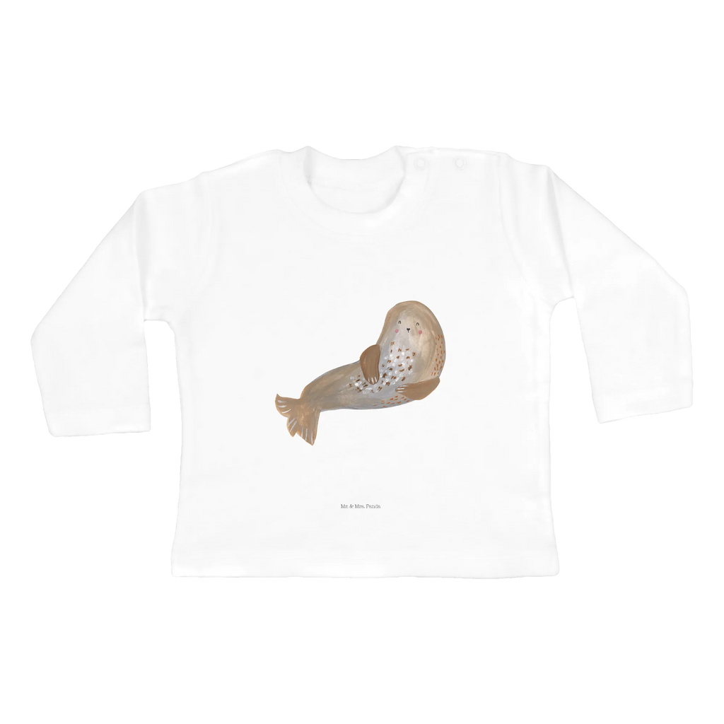 Baby Longsleeve Robbe lachend Mädchen, Jungen, Baby, Langarm, Bio, Kleidung, Tiermotive, Gute Laune, lustige Sprüche, Tiere, Robbe, Robben, Seehund, Strand, Meerestier, Ostsee, Nordsee