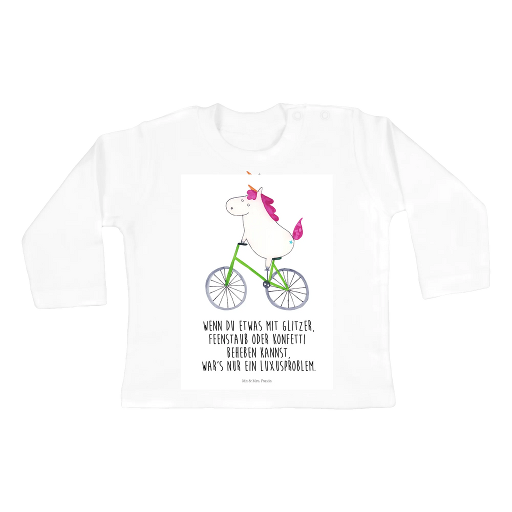 Baby Longsleeve Einhorn Radfahrer Mädchen, Jungen, Baby, Langarm, Bio, Kleidung, Einhorn, Einhörner, Einhorn Deko, Pegasus, Unicorn, Radfahren, Radfahrer, Rad, Bike, Feenstaub, Konfetti, Luxusproblem, Kummer, Liebeskummer