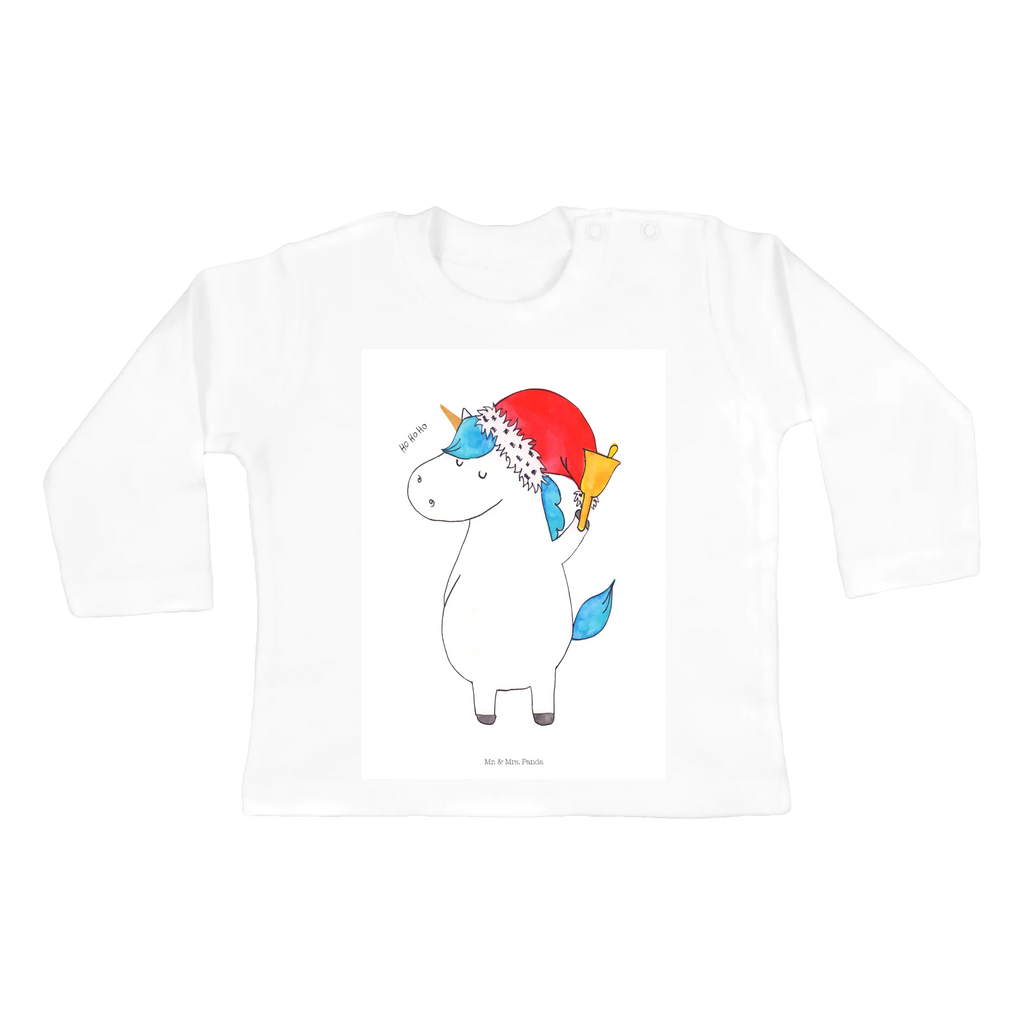 Baby Longsleeve Einhorn Weihnachtsmann Mädchen, Jungen, Baby, Langarm, Bio, Kleidung, Einhorn, Einhörner, Einhorn Deko, Pegasus, Unicorn, Gin, Schokolade, Schoki, Weihnachten, Weihnachtsmann, Nikolaus, Wunschzettel, Wunschliste, Feenstaub