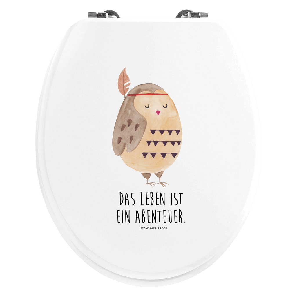 Motiv WC Sitz Eule Federschmuck Klobrille, Klodeckel, Toilettendeckel, WC-Sitz, Toilette, Eule, Eule Deko, Owl, Das Leben ist ein Abenteuer, Reisespruch, Federschmuck, Dekoration