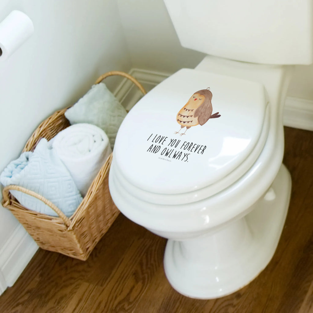 Motiv WC Sitz Eule Zufrieden Klobrille, Klodeckel, Toilettendeckel, WC-Sitz, Toilette, Eule, Eule Spruch, Eule deko, Owl, Liebe Spruch, Romantisch, Wortspiel lustig, Spruch schön, Geschenk Hochzeitstag