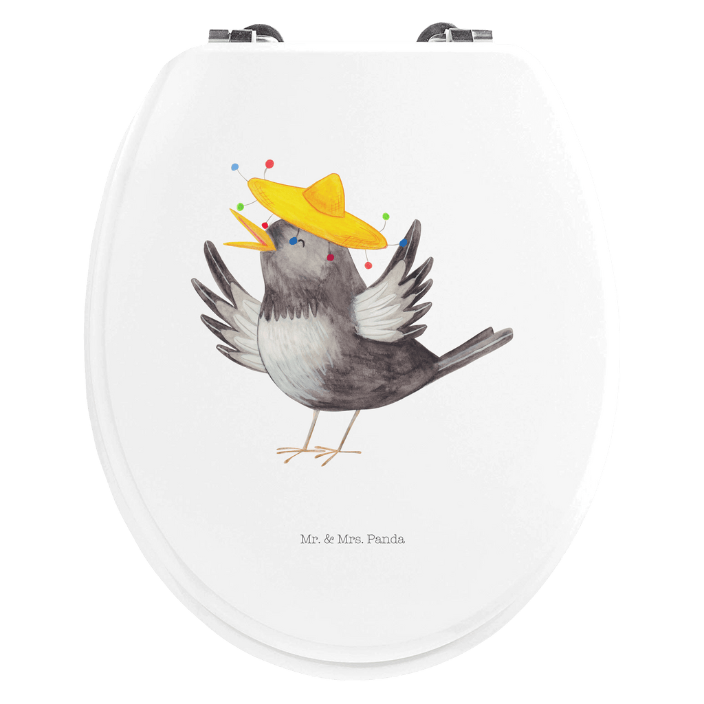 Motiv WC Sitz Rabe Sombrero Klobrille, Klodeckel, Toilettendeckel, WC-Sitz, Toilette, Tiermotive, Gute Laune, lustige Sprüche, Tiere, Rabe, Vogel, Vögel, Spruch positiv, fröhlich sein, glücklich sein, Glück Spruch, froh, Elster, Motivation