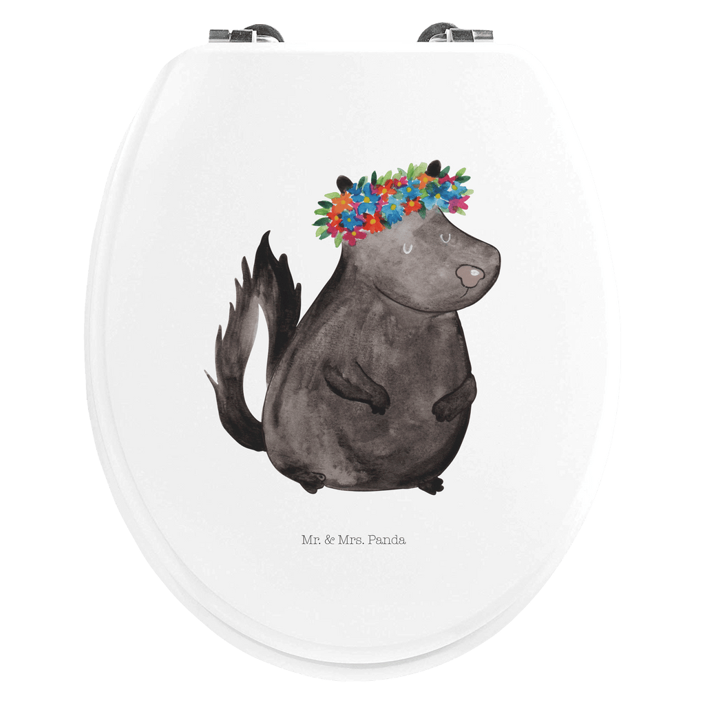 Motiv WC Sitz Stinktier Mädchen Klobrille, Klodeckel, Toilettendeckel, WC-Sitz, Toilette, Stinktier, Skunk, Wildtier, Raubtier, Stinker, Stinki, Yoga, Namaste, Lebe, Liebe, Lache