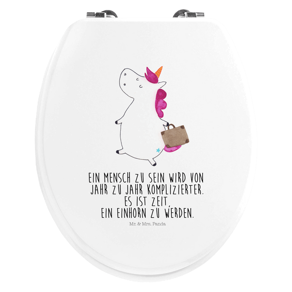 Motiv WC Sitz Einhorn Koffer Klobrille, Klodeckel, Toilettendeckel, WC-Sitz, Toilette, Einhorn, Einhörner, Einhorn Deko, Pegasus, Unicorn, unicorn, Koffer, Verreisen, Reise, Gepäck, Abenteuer, Erwachsen, Kind, albern, Spaß, lustig, witzig