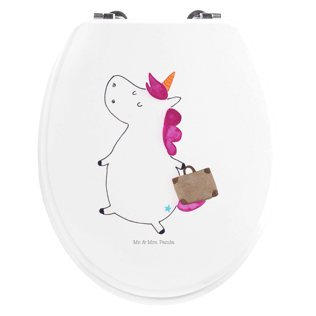 Motiv WC Sitz Einhorn Koffer Klobrille, Klodeckel, Toilettendeckel, WC-Sitz, Toilette, Einhorn, Einhörner, Einhorn Deko, Pegasus, Unicorn, unicorn, Koffer, Verreisen, Reise, Gepäck, Abenteuer, Erwachsen, Kind, albern, Spaß, lustig, witzig