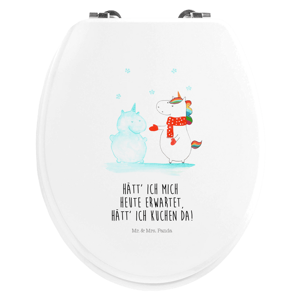 Motiv WC Sitz Einhorn Schneemann Klobrille, Klodeckel, Toilettendeckel, WC-Sitz, Toilette, Einhorn, Einhörner, Einhorn Deko, Pegasus, Unicorn, Schneemann, Winter, Schnee, Kuchen, Weihnachten, kalt, Mütze, Handschuhe, X-Mas