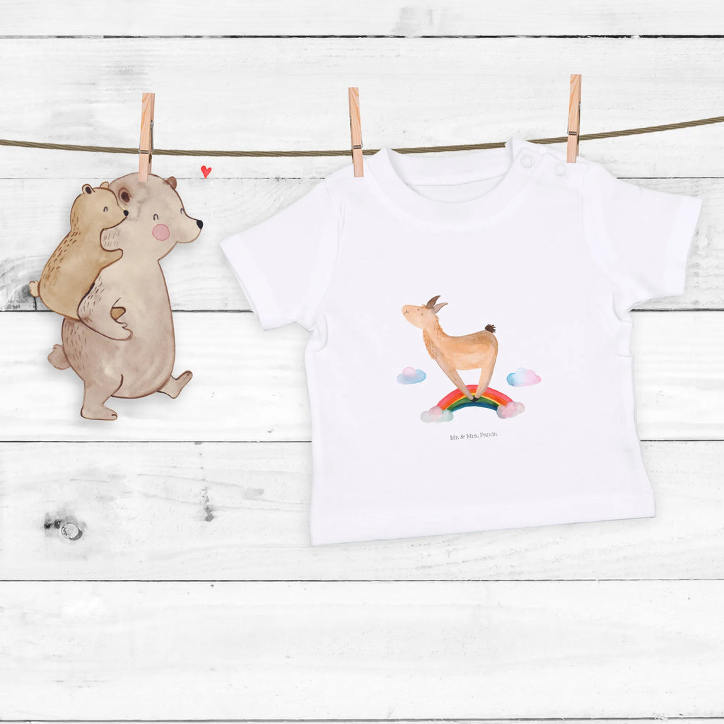 Organic Baby Shirt Lama Regenbogen Baby T-Shirt, Jungen Baby T-Shirt, Mädchen Baby T-Shirt, Shirt, Lama, Alpaka, Lamas, Regenbogen, Haters gonna hate, Haters, Selbstständig, Außenseiter, Schule, Abi, Hobby, Wolkenland, Freiheit