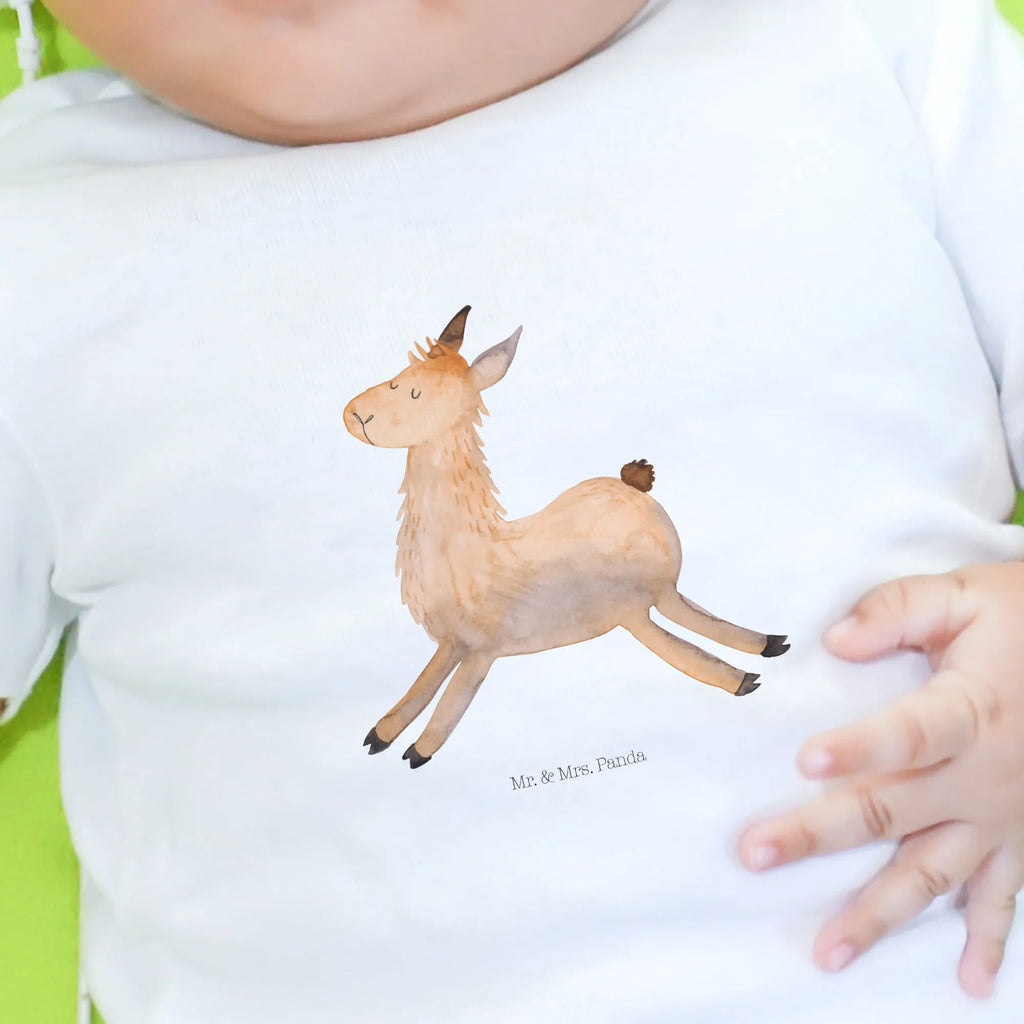 Organic Baby Shirt Lama Springen Baby T-Shirt, Jungen Baby T-Shirt, Mädchen Baby T-Shirt, Shirt, Lama, Alpaka, Lamas, Lieblingstag, Happy day, fröhlich, Glück, Freundin, Liebeskummer, Neustart, guten Morgen, Start, Prüfung, Abitur