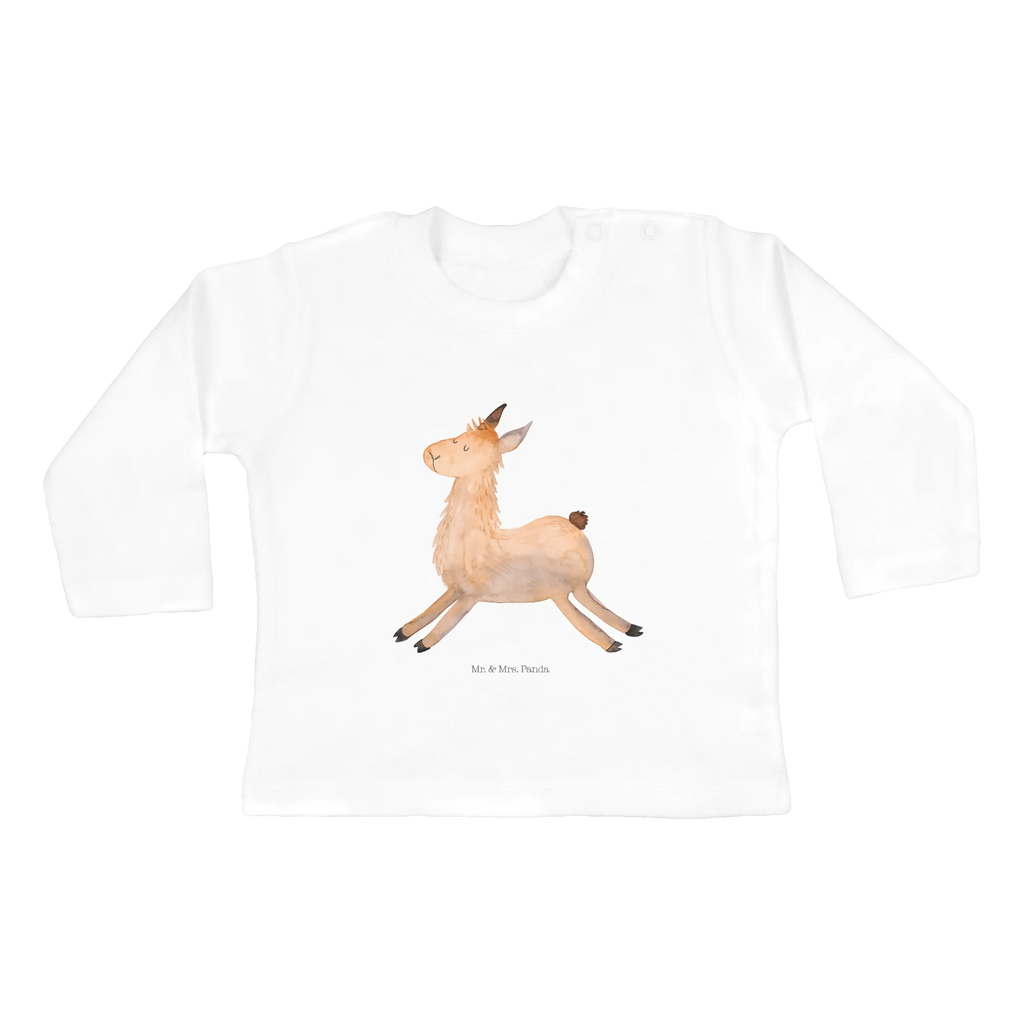 Baby Longsleeve Lama springend Mädchen, Jungen, Baby, Langarm, Bio, Kleidung, Lama, Alpaka, Lamas, Lieblingstag, Happy day, fröhlich, Glück, Freundin, Liebeskummer, Neustart, guten Morgen, Start, Prüfung, Abitur