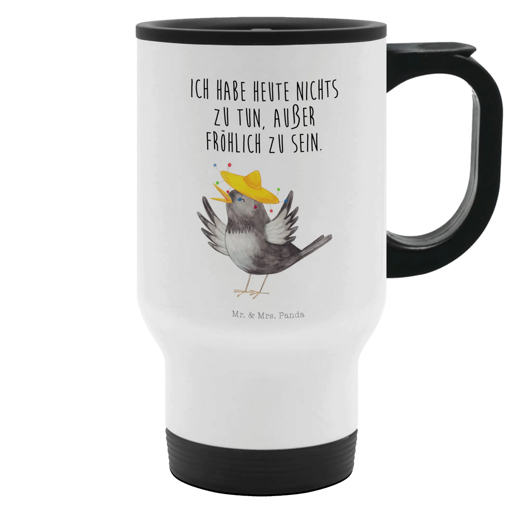 Thermobecher Rabe mit Sombrero Thermobecher, To Go Becher, Thermotasse, Kaffeebecher, Isolierbecher, Thermobecher To Go, Warmhaltetasse, Edelstahlbecher, Reisebecher, Tasse mit Deckel, Thermobecher für 400 ml, Kaffeetasse zum Mitnehmen, Tasse zum Mitnehmen, Spülmaschinenfest, Tiermotive, Gute Laune, lustige Sprüche, Tiere, Rabe, Vogel, Vögel, Spruch positiv, fröhlich sein, glücklich sein, Glück Spruch, froh, Elster, Motivation