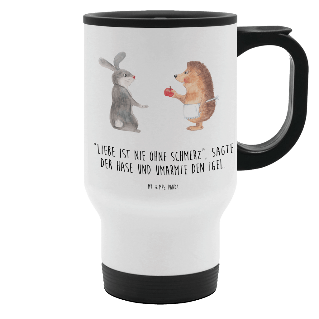 Thermobecher Liebe ist nie ohne Schmerz Thermobecher, To Go Becher, Thermotasse, Kaffeebecher, Isolierbecher, Thermobecher To Go, Warmhaltetasse, Edelstahlbecher, Reisebecher, Tasse mit Deckel, Thermobecher für 400 ml, Kaffeetasse zum Mitnehmen, Tasse zum Mitnehmen, Spülmaschinenfest, Tiermotive, Gute Laune, lustige Sprüche, Tiere, Igel und Hase, Igel, Hase, Liebe Spruch, Liebeskummer Geschenk, Herzschmerz, Trösten, Trennungsschmerz, Spruch romantisch