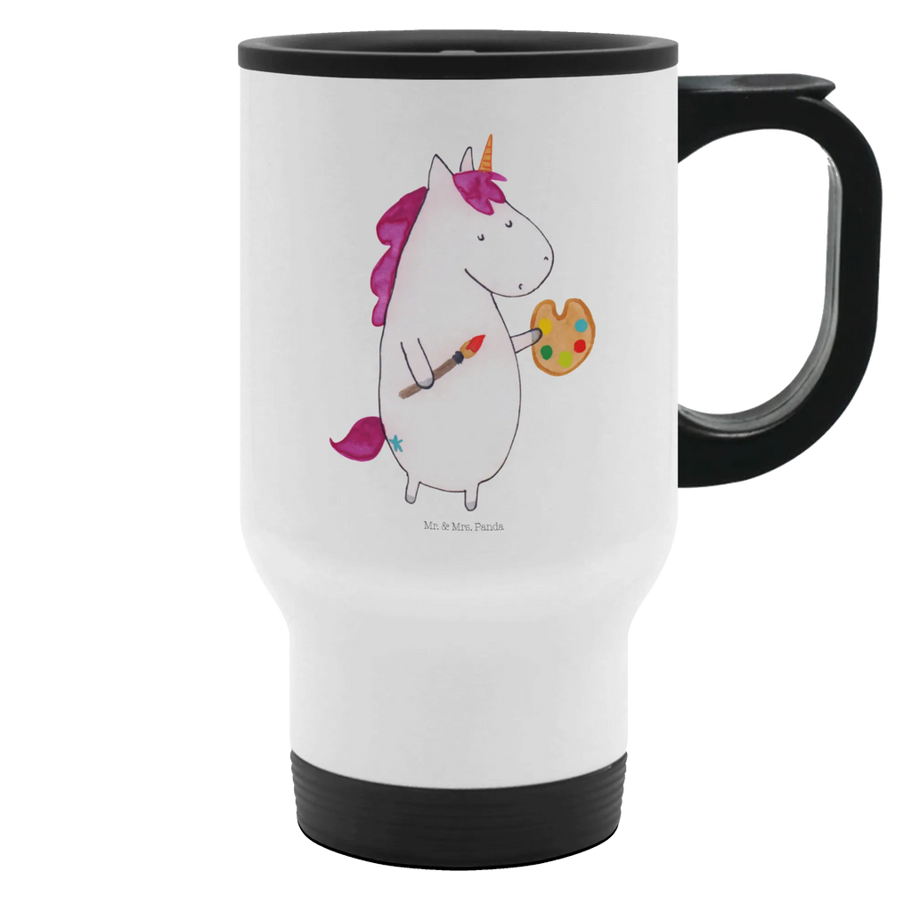 Thermobecher Einhorn Künstler Thermobecher, To Go Becher, Thermotasse, Kaffeebecher, Isolierbecher, Thermobecher To Go, Warmhaltetasse, Edelstahlbecher, Reisebecher, Tasse mit Deckel, Thermobecher für 400 ml, Kaffeetasse zum Mitnehmen, Tasse zum Mitnehmen, Spülmaschinenfest, Einhorn, Einhörner, Einhorn Deko, Unicorn, Englisch, Künstler, Artist, Malen, Zeichnen, Welt, Farbe, Stift, Pinsel, Geschenk, Maler