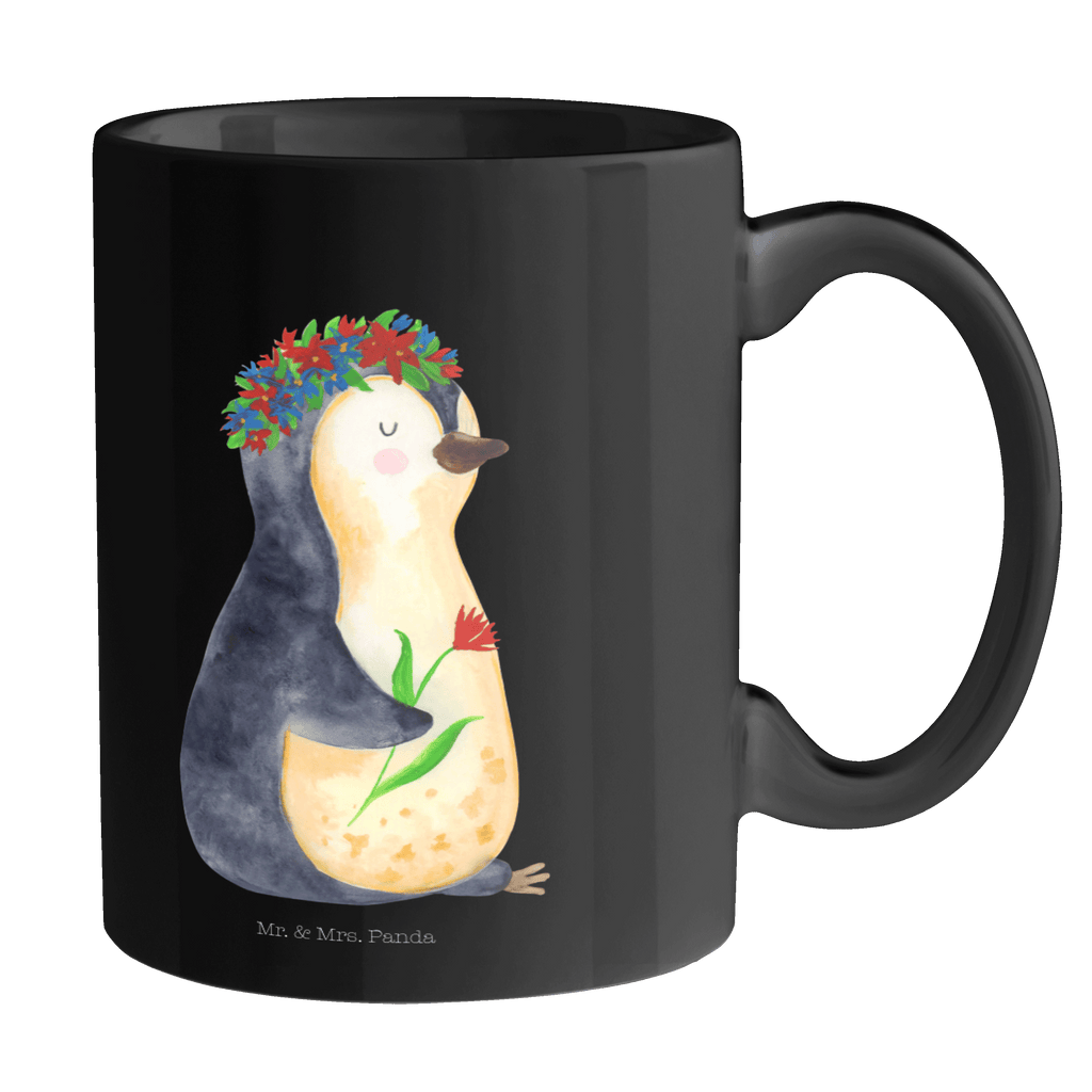 Tasse Pinguin Blumen Tasse, Kaffeetasse, Teetasse, Becher, Kaffeebecher, Teebecher, Keramiktasse, Porzellantasse, Büro Tasse, Geschenk Tasse, Tasse Sprüche, Tasse Motive, Kaffeetassen, Tasse bedrucken, Designer Tasse, Cappuccino Tassen, Schöne Teetassen, Pinguin, Pinguine, Blumenkranz, Universum, Leben, Wünsche, Ziele, Lebensziele, Motivation, Lebenslust, Liebeskummer, Geschenkidee