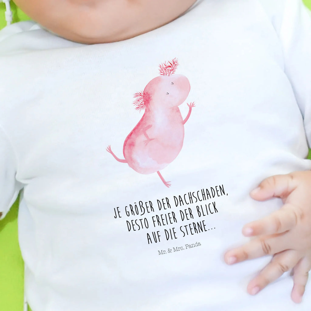 Organic Baby Shirt Axolotl Tanzen Baby T-Shirt, Jungen Baby T-Shirt, Mädchen Baby T-Shirt, Shirt, Axolotl, Molch, Axolot, Schwanzlurch, Lurch, Lurche, Dachschaden, Sterne, verrückt, Freundin, beste Freundin