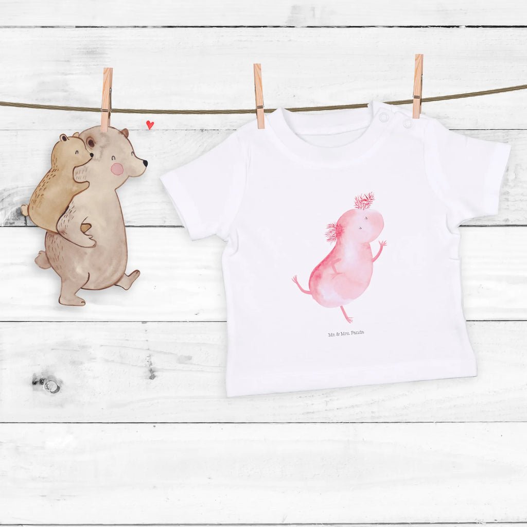 Organic Baby Shirt Axolotl Tanzen Baby T-Shirt, Jungen Baby T-Shirt, Mädchen Baby T-Shirt, Shirt, Axolotl, Molch, Axolot, Schwanzlurch, Lurch, Lurche, Dachschaden, Sterne, verrückt, Freundin, beste Freundin