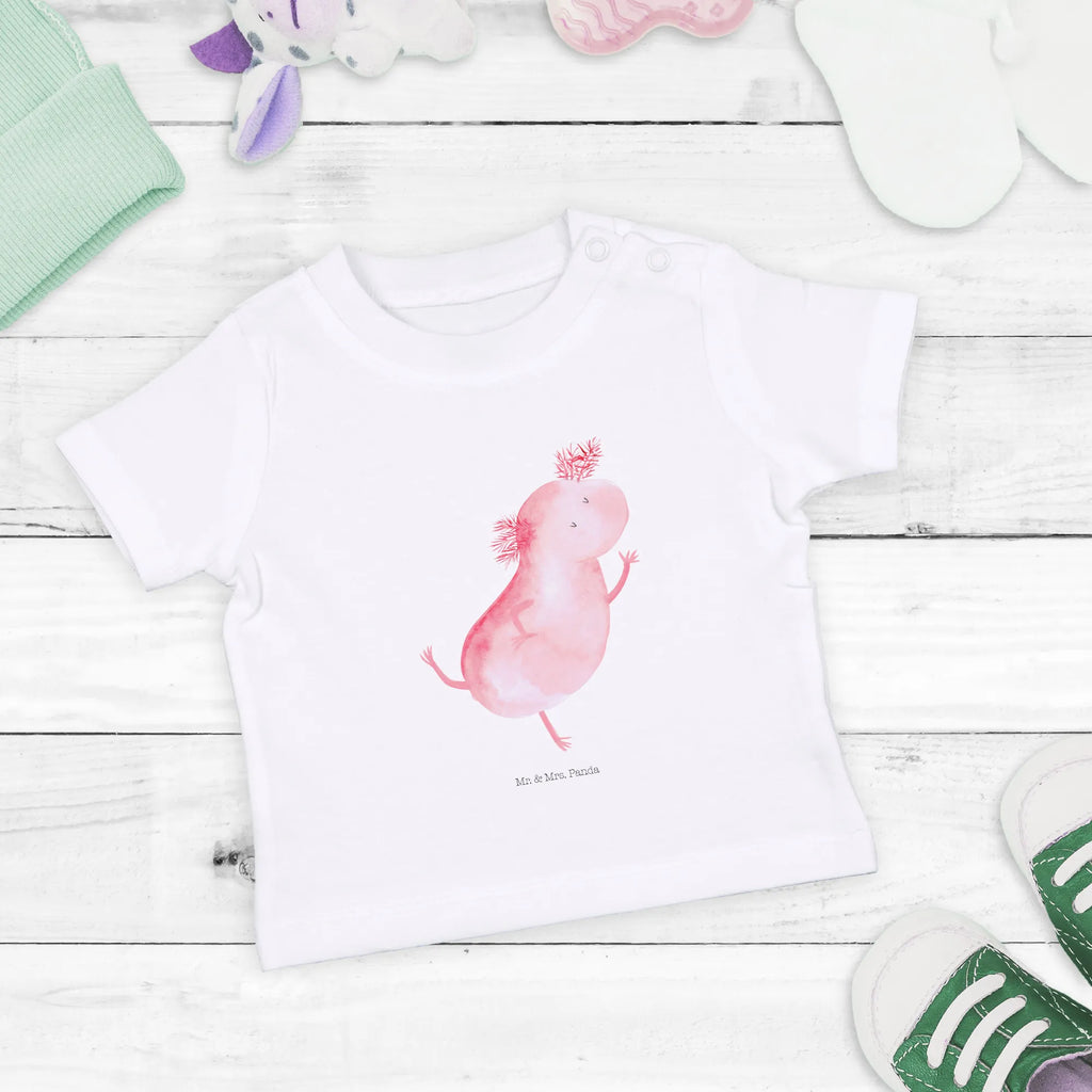 Organic Baby Shirt Axolotl Tanzen Baby T-Shirt, Jungen Baby T-Shirt, Mädchen Baby T-Shirt, Shirt, Axolotl, Molch, Axolot, Schwanzlurch, Lurch, Lurche, Dachschaden, Sterne, verrückt, Freundin, beste Freundin