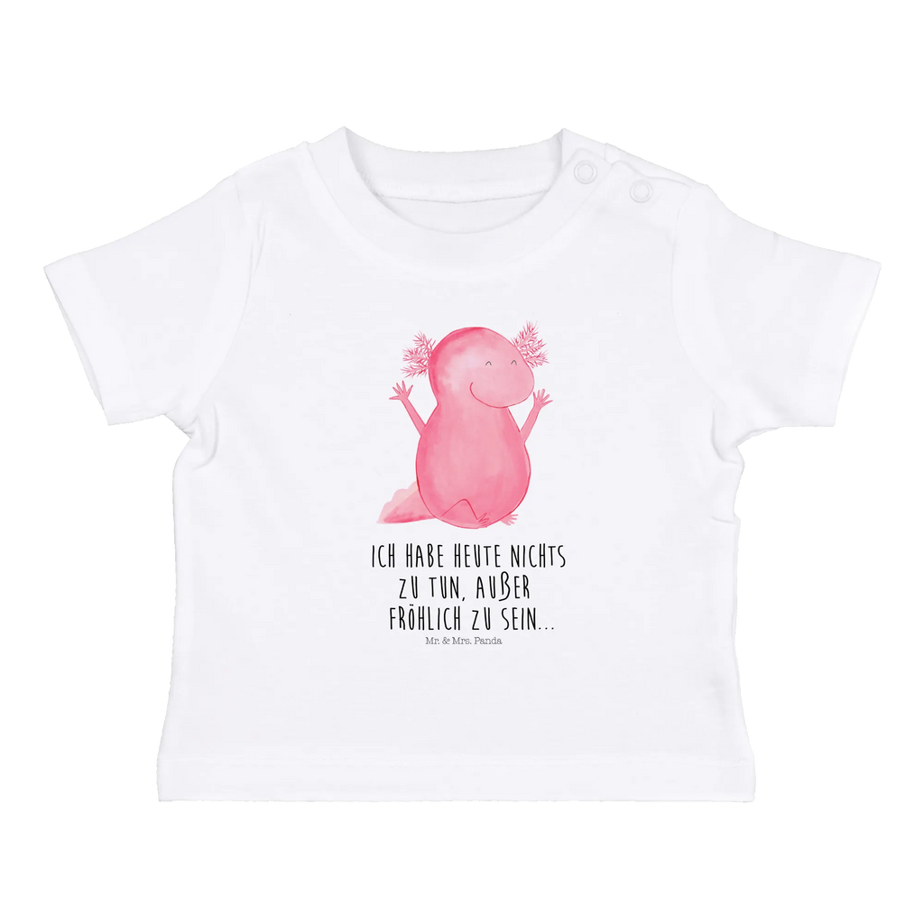 Organic Baby Shirt Axolotl Hurra Baby T-Shirt, Jungen Baby T-Shirt, Mädchen Baby T-Shirt, Shirt, Axolotl, Molch, Axolot, Schwanzlurch, Lurch, Lurche, fröhlich, Spaß, Freude, Motivation, Zufriedenheit