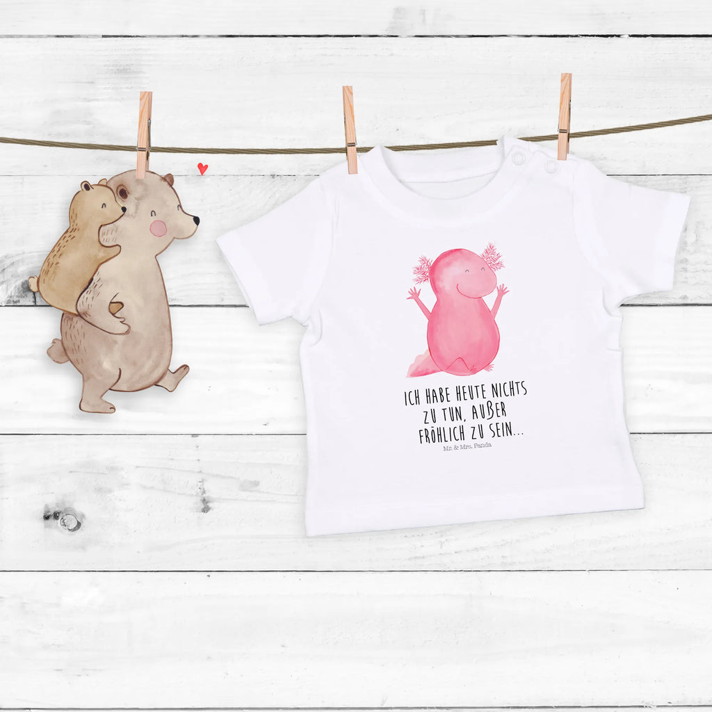 Organic Baby Shirt Axolotl Hurra Baby T-Shirt, Jungen Baby T-Shirt, Mädchen Baby T-Shirt, Shirt, Axolotl, Molch, Axolot, Schwanzlurch, Lurch, Lurche, fröhlich, Spaß, Freude, Motivation, Zufriedenheit