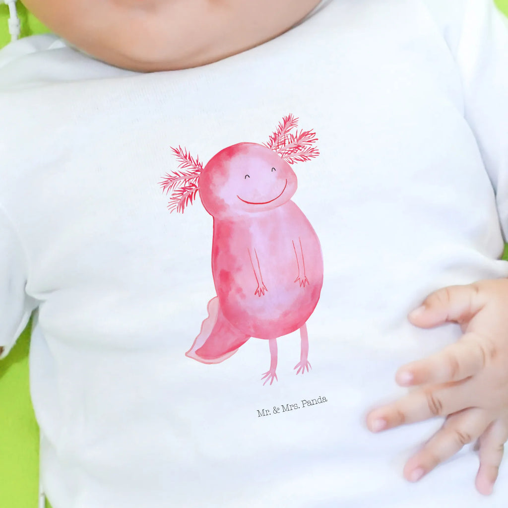 Organic Baby Shirt Axolotl Glücklich Baby T-Shirt, Jungen Baby T-Shirt, Mädchen Baby T-Shirt, Shirt, Axolotl, Molch, Axolot, Schwanzlurch, Lurch, Lurche, Motivation, gute Laune