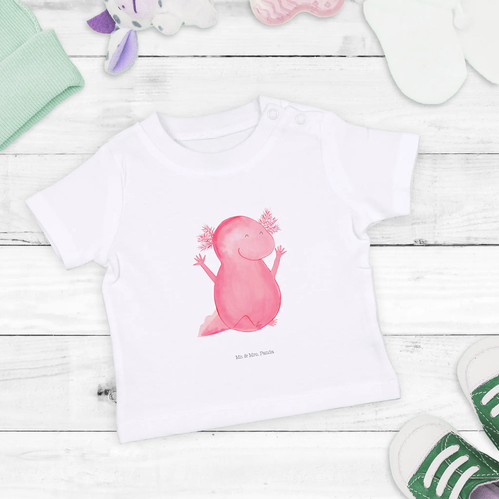 Organic Baby Shirt Axolotl Hurra Baby T-Shirt, Jungen Baby T-Shirt, Mädchen Baby T-Shirt, Shirt, Axolotl, Molch, Axolot, Schwanzlurch, Lurch, Lurche, fröhlich, Spaß, Freude, Motivation, Zufriedenheit