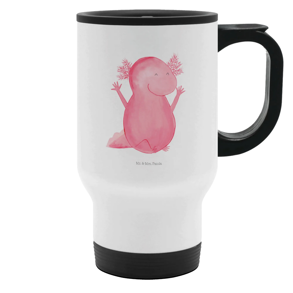 Thermobecher Axolotl Hurra Thermobecher, To Go Becher, Thermotasse, Kaffeebecher, Isolierbecher, Thermobecher To Go, Warmhaltetasse, Edelstahlbecher, Reisebecher, Tasse mit Deckel, Thermobecher für 400 ml, Kaffeetasse zum Mitnehmen, Tasse zum Mitnehmen, Spülmaschinenfest, Axolotl, Molch, Axolot, Schwanzlurch, Lurch, Lurche, fröhlich, Spaß, Freude, Motivation, Zufriedenheit