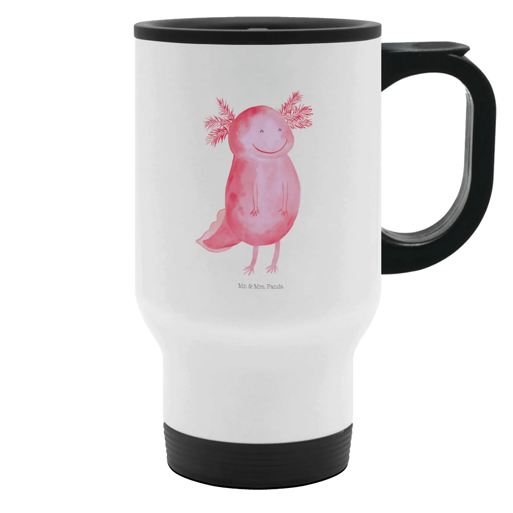 Thermobecher Axolotl glücklich Thermobecher, To Go Becher, Thermotasse, Kaffeebecher, Isolierbecher, Thermobecher To Go, Warmhaltetasse, Edelstahlbecher, Reisebecher, Tasse mit Deckel, Thermobecher für 400 ml, Kaffeetasse zum Mitnehmen, Tasse zum Mitnehmen, Spülmaschinenfest, Axolotl, Molch, Axolot, Schwanzlurch, Lurch, Lurche, Motivation, gute Laune