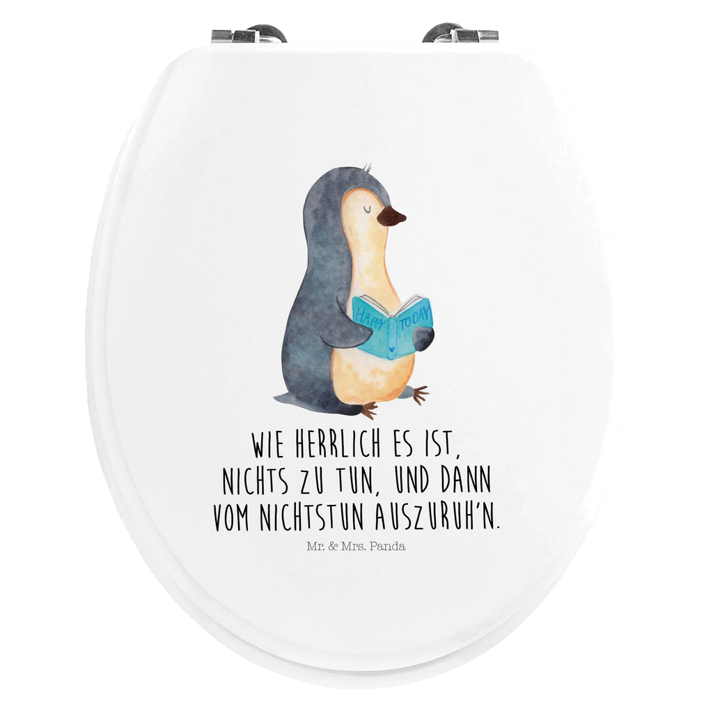 Motiv WC Sitz Pinguin Buch Klobrille, Klodeckel, Toilettendeckel, WC-Sitz, Toilette, Pinguin, Pinguine, Buch, Lesen, Bücherwurm, Nichtstun, Faulenzen, Ferien, Urlaub, Freizeit